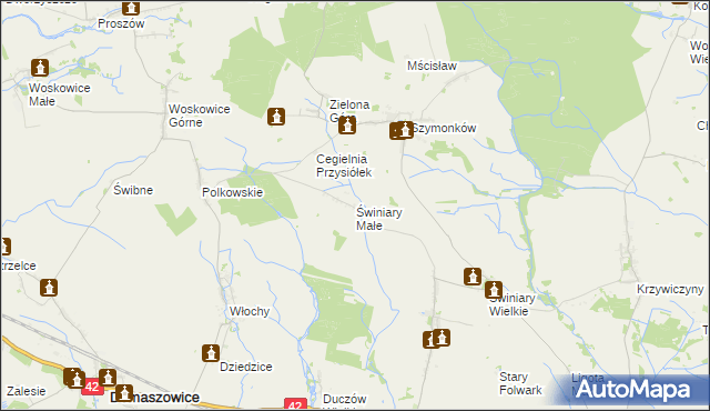 mapa Świniary Małe, Świniary Małe na mapie Targeo