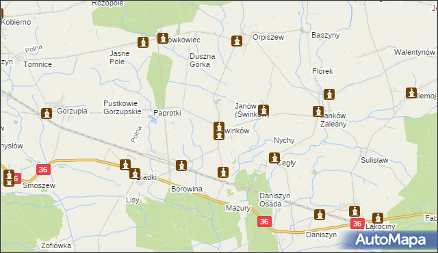 mapa Świnków gmina Krotoszyn, Świnków gmina Krotoszyn na mapie Targeo