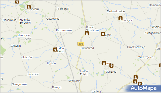 mapa Świnobród gmina Borów, Świnobród gmina Borów na mapie Targeo