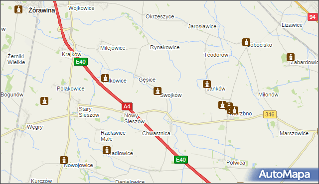 mapa Swojków gmina Domaniów, Swojków gmina Domaniów na mapie Targeo