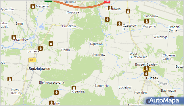 mapa Sycanów, Sycanów na mapie Targeo