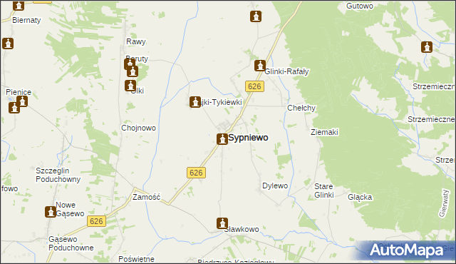 mapa Sypniewo powiat makowski, Sypniewo powiat makowski na mapie Targeo