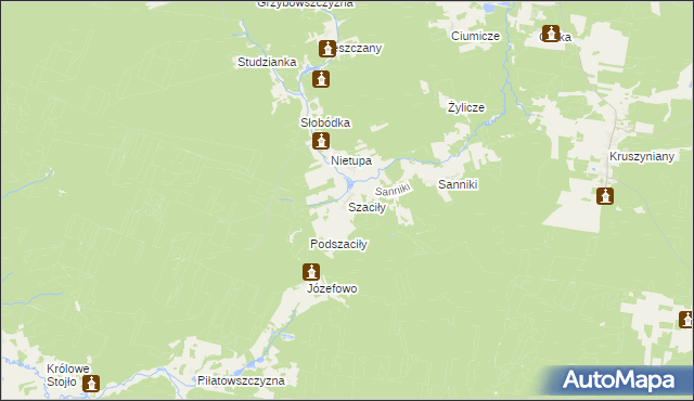 mapa Szaciły gmina Krynki, Szaciły gmina Krynki na mapie Targeo