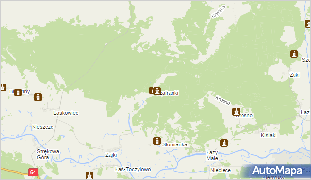 mapa Szafranki gmina Tykocin, Szafranki gmina Tykocin na mapie Targeo