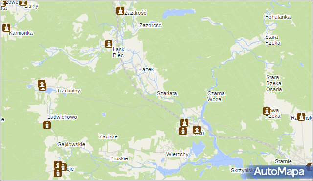 mapa Szarłata gmina Osie, Szarłata gmina Osie na mapie Targeo