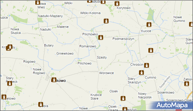 mapa Szasty, Szasty na mapie Targeo