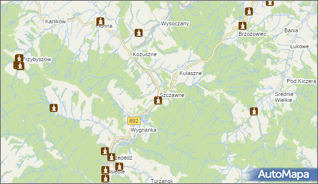 mapa Szczawne, Szczawne na mapie Targeo