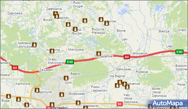 mapa Szczepanów gmina Brzesko, Szczepanów gmina Brzesko na mapie Targeo