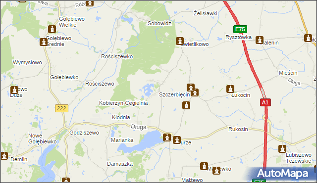 mapa Szczerbięcin, Szczerbięcin na mapie Targeo