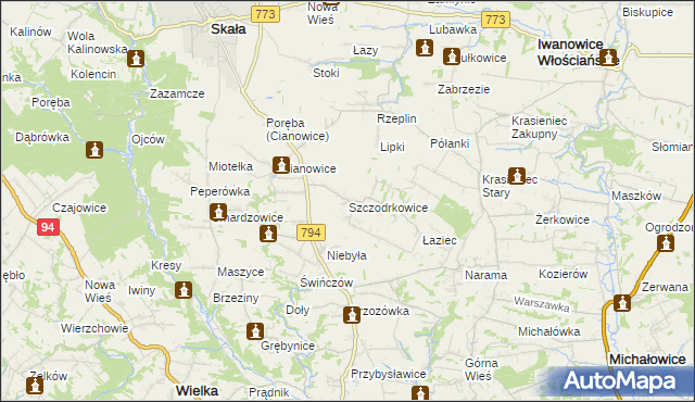 mapa Szczodrkowice, Szczodrkowice na mapie Targeo