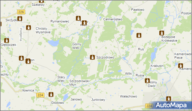 mapa Szczodrowo gmina Skarszewy, Szczodrowo gmina Skarszewy na mapie Targeo