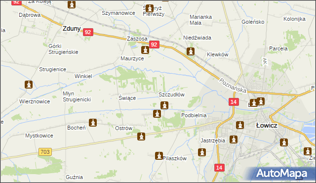 mapa Szczudłów, Szczudłów na mapie Targeo