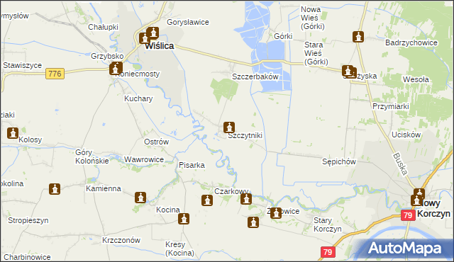 mapa Szczytniki gmina Wiślica, Szczytniki gmina Wiślica na mapie Targeo