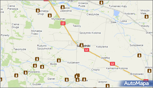 mapa Szczytniki powiat kaliski, Szczytniki powiat kaliski na mapie Targeo