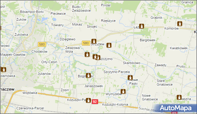 mapa Szczytno gmina Kampinos, Szczytno gmina Kampinos na mapie Targeo