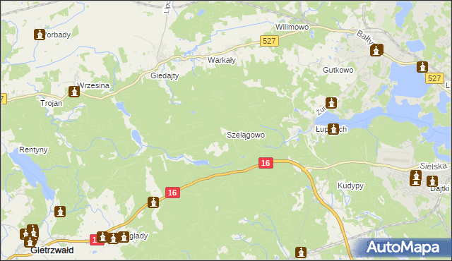 mapa Szelągowo, Szelągowo na mapie Targeo