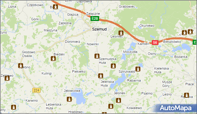 mapa Szemudzka Huta, Szemudzka Huta na mapie Targeo