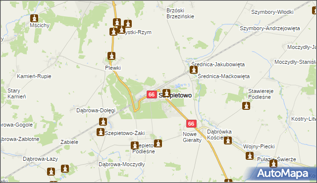 mapa Szepietowo, Szepietowo na mapie Targeo