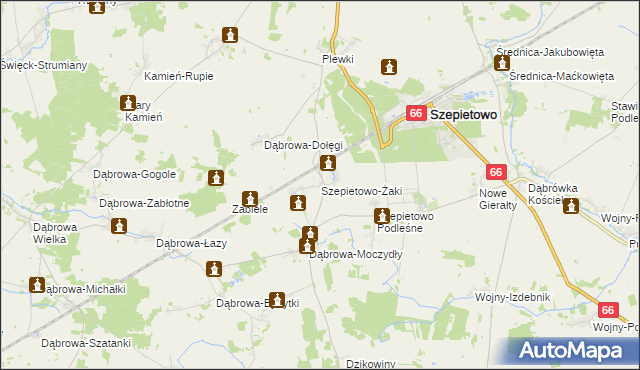 mapa Szepietowo-Żaki, Szepietowo-Żaki na mapie Targeo