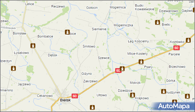 mapa Szewce gmina Bielsk, Szewce gmina Bielsk na mapie Targeo