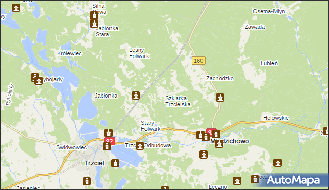 mapa Szklarka Trzcielska, Szklarka Trzcielska na mapie Targeo