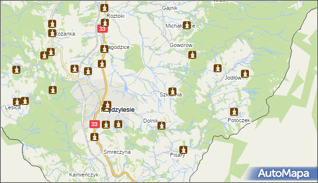 mapa Szklarnia gmina Międzylesie, Szklarnia gmina Międzylesie na mapie Targeo