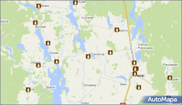 mapa Szklarnia gmina Piecki, Szklarnia gmina Piecki na mapie Targeo