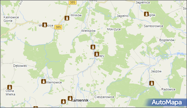 mapa Szklary gmina Kamiennik, Szklary gmina Kamiennik na mapie Targeo