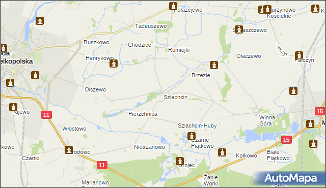 mapa Szlachcin, Szlachcin na mapie Targeo