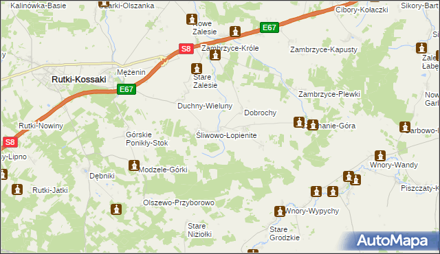 mapa Szlasy-Łopienite, Szlasy-Łopienite na mapie Targeo