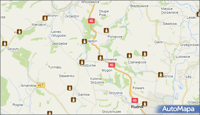 mapa Szonowice, Szonowice na mapie Targeo