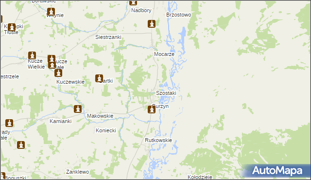 mapa Szostaki gmina Jedwabne, Szostaki gmina Jedwabne na mapie Targeo