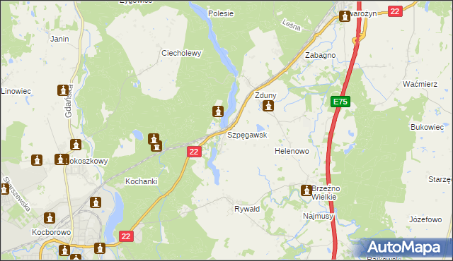 mapa Szpęgawsk, Szpęgawsk na mapie Targeo