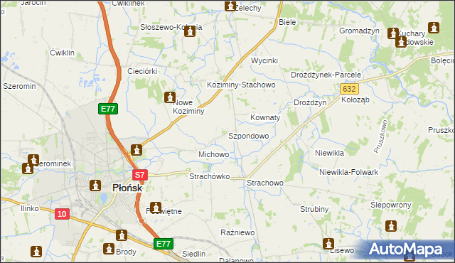 mapa Szpondowo, Szpondowo na mapie Targeo