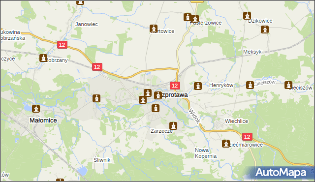 mapa Szprotawa, Szprotawa na mapie Targeo