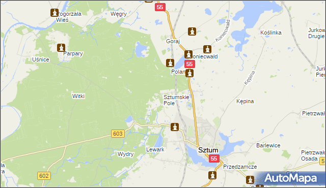 mapa Sztumskie Pole, Sztumskie Pole na mapie Targeo