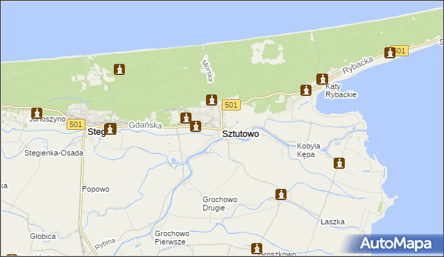 mapa Sztutowo, Sztutowo na mapie Targeo