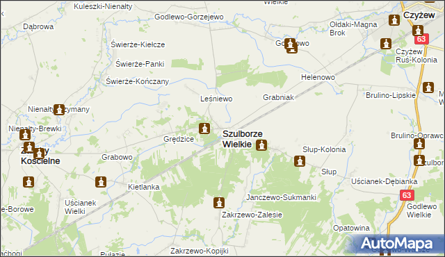 mapa Szulborze Wielkie, Szulborze Wielkie na mapie Targeo