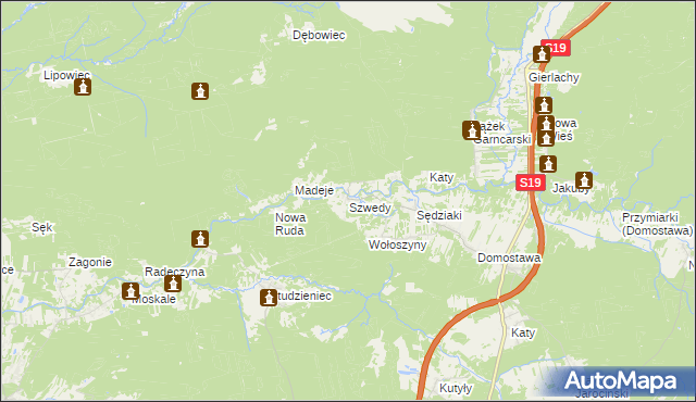 mapa Szwedy gmina Jarocin, Szwedy gmina Jarocin na mapie Targeo