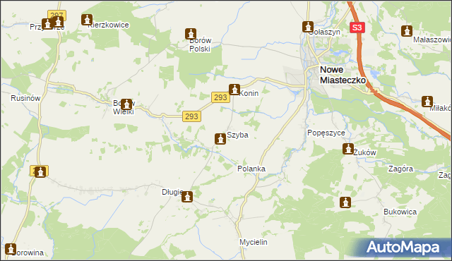 mapa Szyba gmina Nowe Miasteczko, Szyba gmina Nowe Miasteczko na mapie Targeo