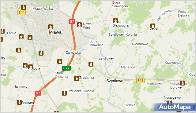 mapa Szydłówek gmina Szydłowo, Szydłówek gmina Szydłowo na mapie Targeo