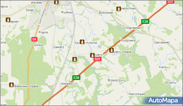 mapa Szyleny, Szyleny na mapie Targeo