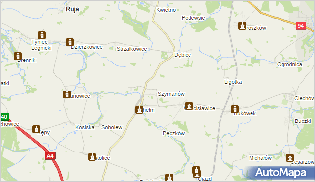 mapa Szymanów gmina Malczyce, Szymanów gmina Malczyce na mapie Targeo