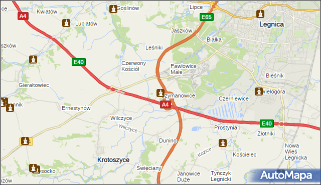 mapa Szymanowice gmina Krotoszyce, Szymanowice gmina Krotoszyce na mapie Targeo