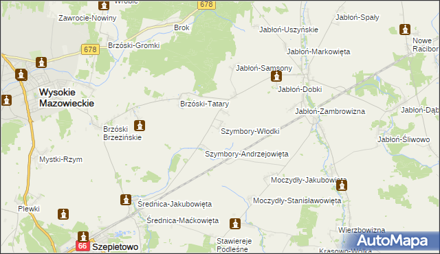 mapa Szymbory-Włodki, Szymbory-Włodki na mapie Targeo