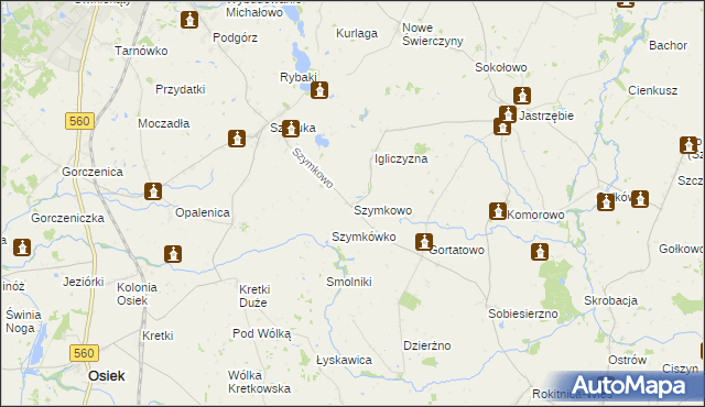 mapa Szymkowo, Szymkowo na mapie Targeo