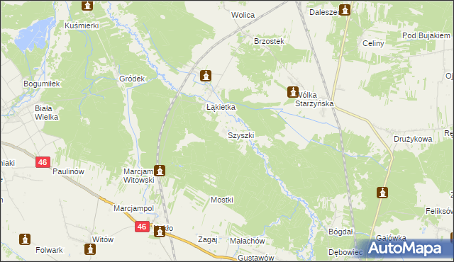 mapa Szyszki gmina Szczekociny, Szyszki gmina Szczekociny na mapie Targeo