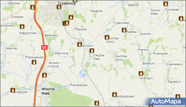 mapa Taczów Mały, Taczów Mały na mapie Targeo