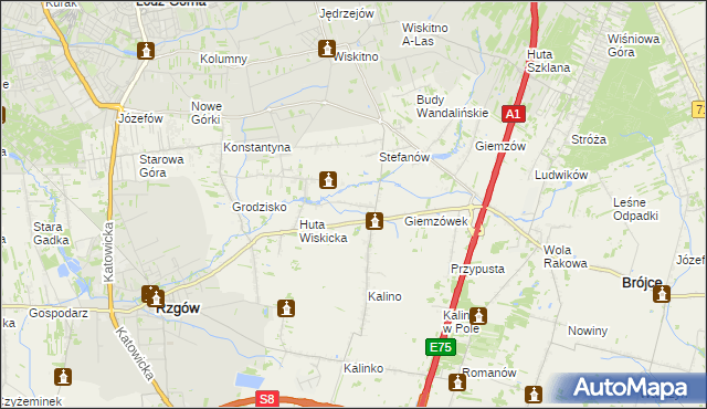 mapa Tadzin gmina Rzgów, Tadzin gmina Rzgów na mapie Targeo