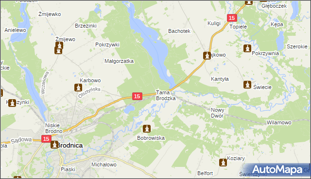 mapa Tama Brodzka, Tama Brodzka na mapie Targeo